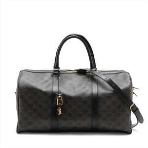 Celine Triomphe Leather Boston Bag Brown